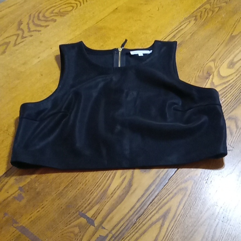 Good American Womens 3 VEST BLACK NEW ( DEFECT )  Top FAUX LEATHER Crop Cropped